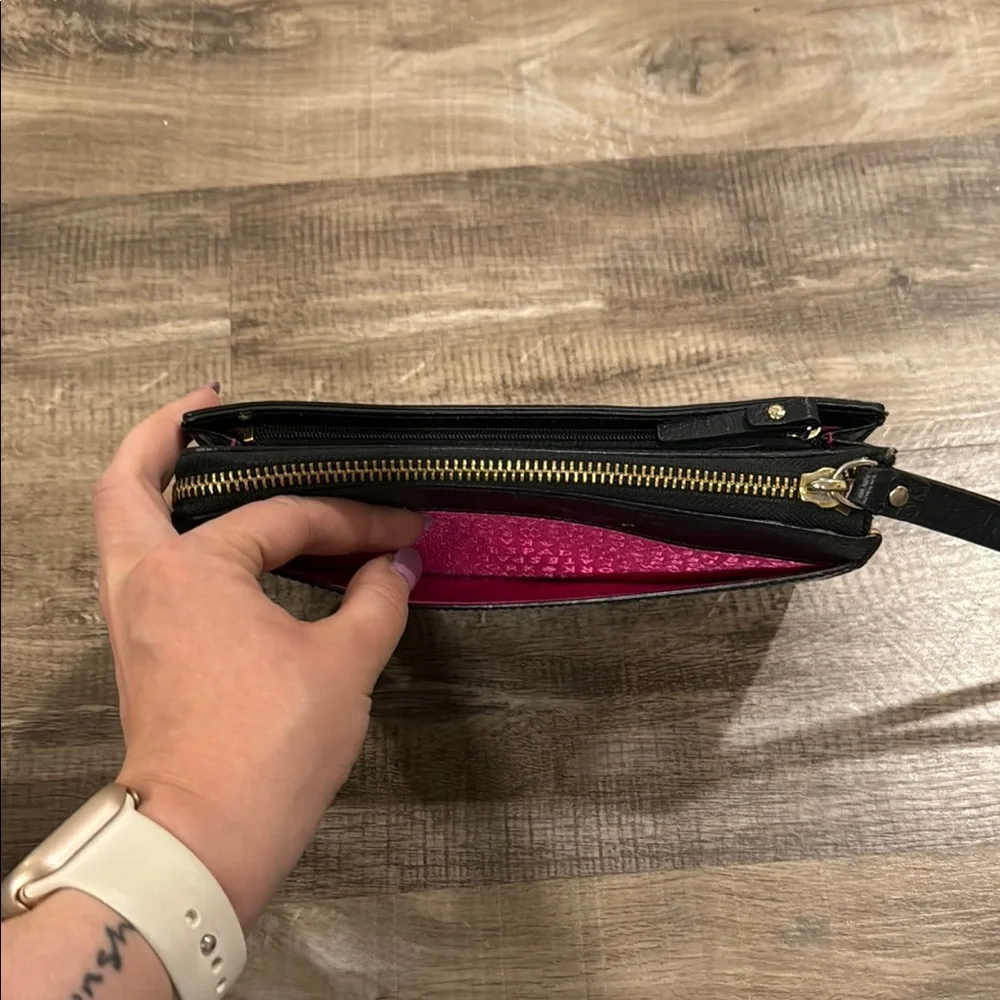 Kate Spade Black Wristlet with Gold Accents